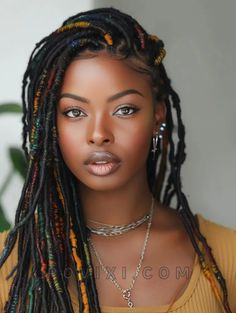 Unique Hairstyles For Women, Bohemian Dreads, Faux Locs Hairstyle, Cute Updos, Long Locs, Curly Pixie Hairstyles, Micro Locs, Face Model, Side Braid Hairstyles