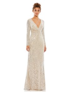 Long Sleeve Sequin Dress, Mac Duggal Dresses, Trumpet Gown, Unique Prom Dresses, Long Sleeve Gown, Prom Designs, Designer Prom Dresses, Column Gown, Long Sleeve Sequin