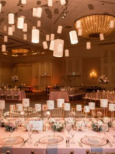 the tables are set for an elegant wedding reception