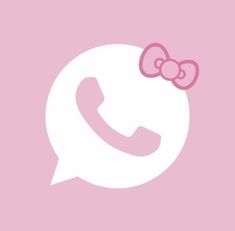 a pink hello kitty phone with a bow on it's head and text bubble