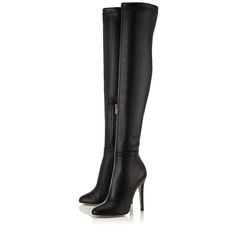 Elevate your style with these classic black over-the-knee boots. These boots have sleek stiletto heels and almond-toe design and offer sophistication and flair for any outfit. Color: Black Heel Type: Stiletto heel Heel Height: 4.72" / 120 mm approx Product measurements were taken using size 8. Please note that measurements may vary by size. Toe: Almond toe The half-length zipper design makes it easier to wear. Handcrafted US sizing. Fits true to size. Clear Heel Boots, Black Thigh High Boots, Stretch Boots, Kitten Heel Boots, Metallic Boots, Dr Shoes, Work Formal, Thigh High Boots Heels, Party Music