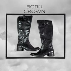 Born Crown | Shoes | Borncrown Womens 85 Black Leather Knee High Riding Boots Euc | Poshmark