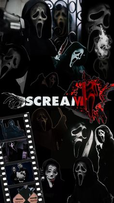 the scream movie poster is shown in black and white