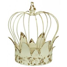 Provence Home Distressed Cream Antiqued Metal Crown Votive Candle Holder Provence Home, Crown Candle Holder, Blue Gray Gold, Wholesale Decor, Metal Crown, French Country Farmhouse, Votive Candle Holder, French Home Decor, Metal Chandelier