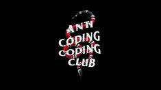 the logo for an anti - coping club on a black background with red and white letters