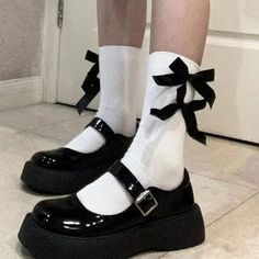 Women Jk Bow Socks Spring White Japanese Cute Kawaii Harajuku Sweet Style Lolita Bowknot Female Don’t Judge Me, Harajuku Women, Cute Shoes Heels, Kawaii Shoes, Kawaii Harajuku, Girly Shoes, Aesthetic Shoes, Girls Socks, Really Cute Outfits