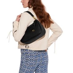 Timeless and versatile, the Soft Pebble Leather Cary Crossbody by COACH compliments any and every outfit..Small sized bag; 11'W x 7-1/4'H x 4-1/2'D (width is measured across the bottom of the bag).Silhouette is based off 5'9' model.7-1/2'L removable handle; 21-1/2'L removable strap.Zippered closure.Hardware tone varies by color.Interior snap pocket.Leather; lining: fabric.Dry clean.Imported Coach Cary Crossbody Bag, Cary Bag, Dream Handbags, Bag Silhouette, Color Interior, Wedge Pumps, Lining Fabric, Free Bag, Casual Boots