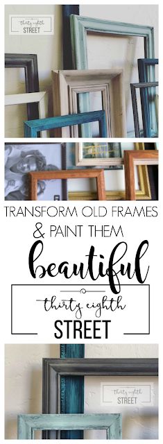 three different frames with the words transform old frames and paint them beautiful, then get street art