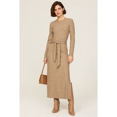 Brown knit (49% Viscose, 29% Polyester, 18% Nylon, 4% Elastane). Sweater sheath. Long sleeves. Crewneck. Pull on. 51.5" from shoulder to hemline. Imported. Fitted Beige Sweater Dress For Work, Beige Knit Dress For Work, Beige Knit Sweater Dress For Work, Fall Workwear Sheath Midi Dress, Beige Sheath Dress For Fall, Knit Sweater Dress For Workwear, Sheath Midi Dress For Fall, Knit Midi Dress For Work, Fall Bodycon Midi Dress For Work