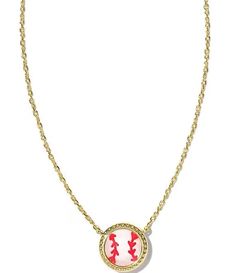 Kendra Scott Baseball Short Pendant Necklace | Dillard's Adjustable Gold-tone Necklace With Round Pendant, Mini Kendra Scott Necklace, Kendra Scott Baseball Necklace, Kendra Scott Volleyball Necklace, Burrr Basket, Kendra Scott Necklace On Person, Kendra Scott Red Necklace, Kendra Scot, Sport Necklaces