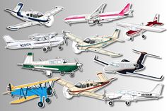 six different types of airplanes are shown in this image