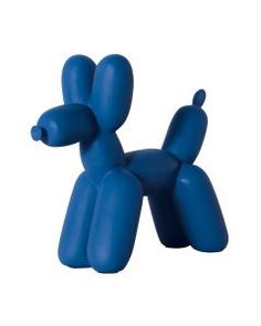 a blue balloon dog sitting in front of a white background with the words new on it