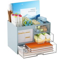 PRICES MAY VARY. ✏️【Larger Capacity】Set of 2 compartments pen holder, 1 top tray, 1 notebook holder, and 2 drawers + 1 larger drawer organizer which has enough storage to allow for office supplies organization. Large capacity, multifunction help you arrange the desk accessories and stationaries clean and tidy.The best and safest storage option for you. Perfect Size:8*5.6* 6.1inch. ✏️【Daily Memo for Free】This humanized desktop storage box is not only perfect for storing your desktop stationery but also great for doing your daily schedule. In particular, the daily planner is placed in the most visible place on the desktop, which can serve as a more prominent reminder and help you work effectively. ✏️【Multifuction Desk Organizer】This Desk Caddy is no installation required not only perfect for Storage For Office, Desktop File Organizer, Pencil Holders For Desk, Notebook Holder, Desk Caddy, Stationary Organization, Office Supply Organization, Desk Organization Office, Pen Organization