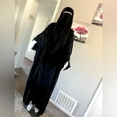 All Of Them Are Totally New And Unused Fits On All Sizes Modest Black Khimar, Long Black Abaya For Eid, Black Long Khimar For Eid, Modest Black Abaya With Long Sleeves, Modest Black Long Sleeve Abaya, Modest Long Sleeve Black Abaya, Modest Black Long Sleeve Khimar, Modest Long Sleeve Black Khimar, Black Khimar For Eid