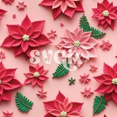 paper poinsettia flowers and leaves on pink background stock photos, royalty images