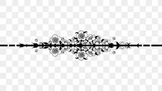 an ornate black and white border with flowers on the edge, transparent background png