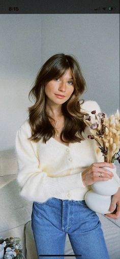 Rambut Brunette, Bangs With Medium Hair, Blonde Hair Inspiration, Work Hairstyles, Long Hair With Bangs, Hair Envy, Light Brown Hair, Layered Hair, Hair Dos