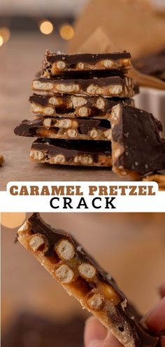 These caramel pretzel crack bars, or chocolate caramel pretzel bark recipe is an easy and delicious Christmas treat that is absolutely perfect for this time of year! The sweetness of the chocolate and caramel together with the saltiness of the pretzels creates a mouth-watering combination of flavor. Follow along with this caramel chocolate pretzel bark recipe to find out how to make this tasty treat! Caramel Chocolate Pretzel Bark, Carmel Pretzel Chocolate Bars, Snacks With Caramel, Square Pretzel Treats Christmas, Chocolate Pretzel Carmel Bark, Salted Caramel Treats, Carmel Pretzel Snack Bars, Sweet Treat Gift Ideas, Crackers With Caramel And Chocolate