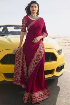 prachi desai wine silk saree 20582 Wine Silk Saree, Pragya Jaiswal, Prachi Desai, Desi Dress, Indian Sari Dress, Fancy Saree, Saree Lehenga