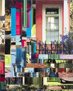 a collage of different colored windows and shutters