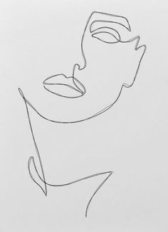 a black and white drawing of a person's face