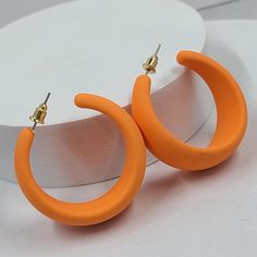 These Hoops Are Crafted With A Soft Matte Texture That Adds A Subtle Touch Of Sophistication To Your Look. The Semi-Wide Design Offers A Modern Twist On The Classic Hoop Earring, Making Them Versatile Enough To Wear With Both Casual And Formal Attire. 1.5 Inches Post Pin 15mm Widest Part Pastel Orange, Earring Making, Matte Texture, 80s Retro, Formal Attire, Jewelry Earrings Hoops, Make A Wish, Night Out, Jewelry Earrings