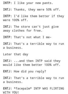 #INTJ #INTP #ENTJ #MBTI #Flirting Intp Personality Flirting, Mbti Flirting, Intj Flirting, Intj And Intp Relationships, Intj And Intp Funny, Intp Intj Relationship, Intj And Entp, Intp X Intj