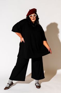 LALA ORIGINAL: Lex Ribbed Playsuit in Black Plus Size Lounge Wear Outfit, Edgy Outfits Plus Size, Satin Playsuit, Dressed In Lala, Matching Skirt Set, Rad Clothes, Bar Outfit, Oversized Outfit, Knit Midi Skirt