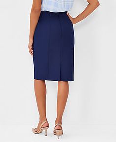 Elevate your workday wardrobe with the Ann Taylor Seamed Pencil Skirt in Bi-Stretch, a perfect blend of style and comfort. This skirt is designed to keep you looking polished from morning meetings to evening engagements.

- **Size:** Regular - 6
- **Color:** Pure Sapphire
- **Material:** Shell: 66% Polyester, 28% Rayon, 6% Spandex; Lining: 100% Polyester
- **Length:** 25 1/2" long; Hits at knee
- **Fit:** Tailored fit
- **Garment Care:** Machine Washable

Crafted with a four-way stretch fabric t Morning Meetings, Office Wardrobe, Knitted Suit, Professional Wardrobe, Elegant Skirt, Office Attire, Chic Woman, Polished Look, Evening Wear