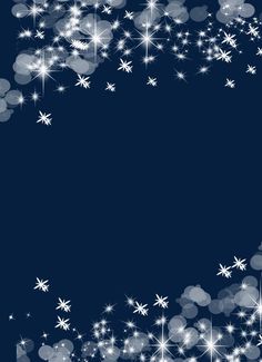 a blue background with snowflakes and stars