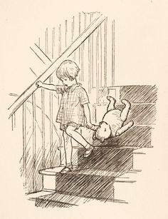 At Auction: Milne (A.A.) Winnie-the-Pooh, 1st edition, London: Methuen & Co., 1926 Going Down Stairs, Eh Shepard, Classic Childrens Books, Winnie The Pooh Quotes, Pooh Quotes, Vintage Winnie The Pooh, A Teddy Bear, Illustration Vintage