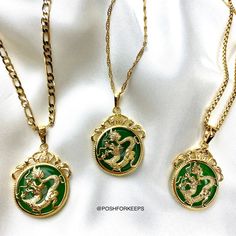 18K GOLD JADE DRAGON NECKLACE – PoshForKeeps Heart Initial Necklace, Customized Necklace, Real Gold Necklace, Dope Jewelry Accessories, Gift For Him Birthday, Jade Dragon, African Necklace, 18k Gold Necklace, Gold Medallion