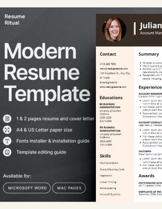 the modern resume template is ready to be used