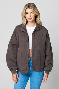 Super Soft Tencel Dropshoulder Quilted Jacket[Shell: 100% Lyocell; Filling: 100% Polyester; Lining: 100% Cotton] Moonless Night, Basic Jackets, Blank Nyc, Light Jacket, Fall Winter Outfits, Sweater Weather