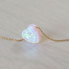 Opal necklace heart necklace gold necklace opal heart by miniLALI White Opal Jewelry Gift, Delicate Opal Jewelry Gift, Delicate Opal Jewelry For Gifts, White Heart Cut Necklace For Her, Delicate White Opal Jewelry, Minimalist White Heart-cut Jewelry, Minimalist White Heart Cut Jewelry, Opal Jewelry With Heart Charm As Gift, White Opal Necklace For Gift