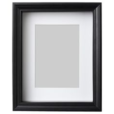 an empty black frame on a white wall with a gray area in the bottom right corner