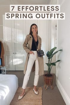 Neutral Spring Outfit With Ballet Flats Classic Spring Summer Outfits, Spring Outfits For Work 2023, Simple Spring Outfits For Work, Simple Spring Outfits 2023, Classic Outfits Spring, Easy Spring Outfits Work, Best Spring Outfits 2023, Spring Summer Casual Outfits, Travel Outfit Autum