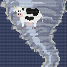 a cross stitch pattern with a cow in the middle