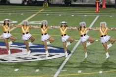 a group of cheerleaders perform on the field