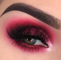 Valentines Eye Makeup, Valentines Day Eyeshadow, Pink And Black Makeup, Ice Makeup, Teknik Makeup, Fall Eyeshadow, Maquillage Yeux Cut Crease, Halloweenský Makeup, Makeup Cantik