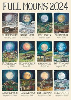 Full Moon Calendar, Cold Moon, Moon Calendar, Moon Cycles, Green Witch, Witchy Vibes