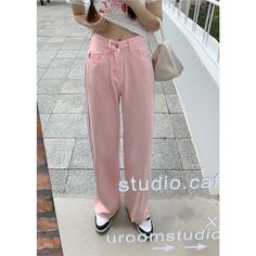 Product information: Thickness: ordinary Fabric name: cotton denim fabric Color: Pink Main fabric composition: Cotton Pants length: trousers Waist type: high waist Size: S,M,L,XL,2XL Style: straight-leg pants Size: Unit:cm Note: 1. Asian sizes are 1 to 2 sizes smaller than European and American people. Choose the larger size if your size between two sizes. Please allow 2-3cm differences due to manual measurement. 2. Please check the size chart carefully before you buy the item, if you don't know Baggy Pink Cotton Jeans, Pink Baggy Cotton Jeans, Casual High Waist Pink Pants, Baggy High Waist Casual Jeans, Baggy Pink Cotton Bottoms, High Waist Cotton Summer Jeans, High Waist Baggy Pink Bottoms, High Waist Cotton Jeans For Summer, High Waist Cotton Pants For Spring