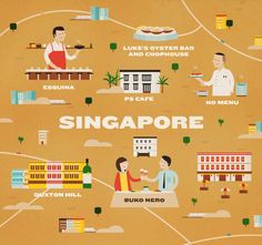 an illustrated map shows the locations of singapore and other places in which there is no food