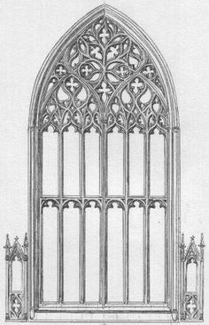 an old drawing of a gothic window