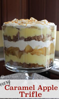 a dessert is sitting on top of a counter