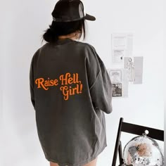 Site Banner, Hell Girl, Oversized Tee Shirt, Oversized Graphic Tee, Photo Edits, Girl T Shirt, Oversized Tee, Shirt Ideas