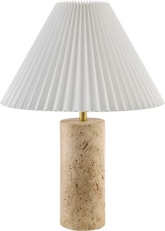 a table lamp with a white shade on it