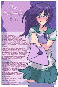 an anime character with long hair and glasses, holding a purple object in her hand