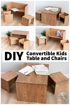 the diy table and chairs are made out of wood