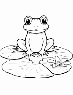 a frog sitting on top of a lily pad